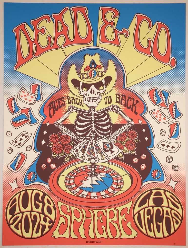 2024 Dead & Company – Las Vegas Silkscreen Concert Poster by Fez Moreno