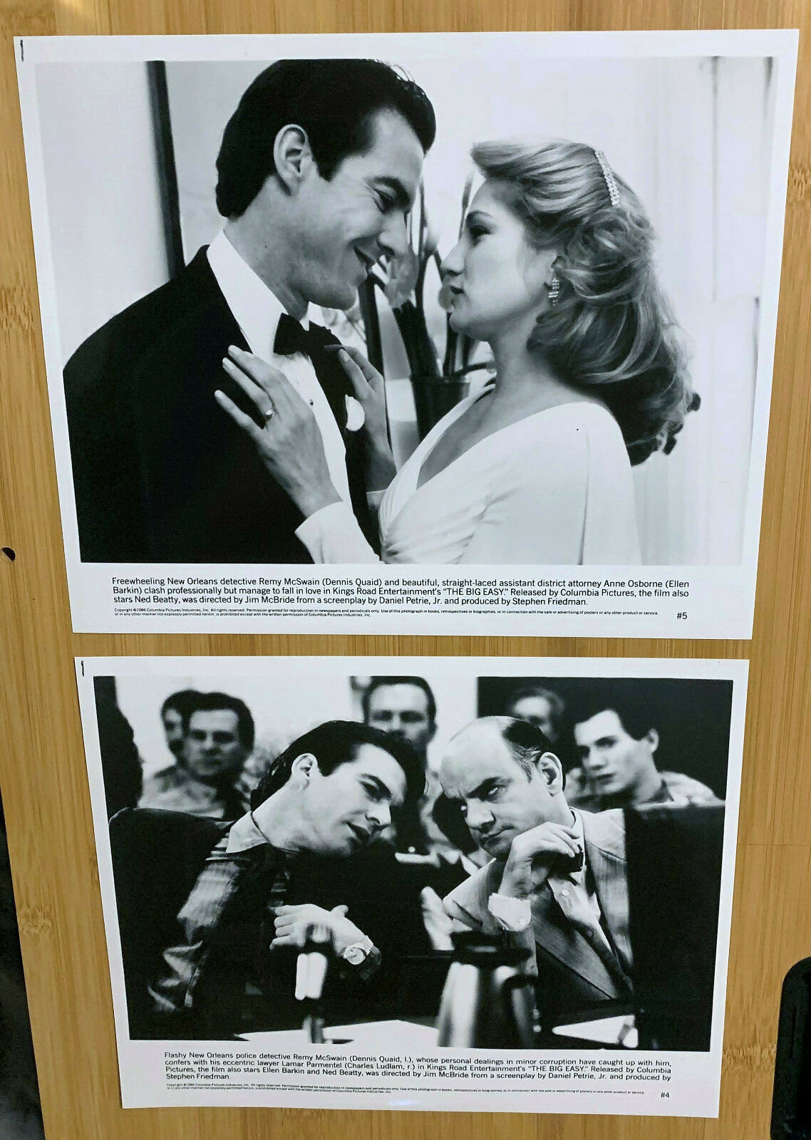 Cool THE BIG EASY PRESS KIT 7 B/W PHOTOS, 8 RELEASES Dennis Quaid Ellen Barkin