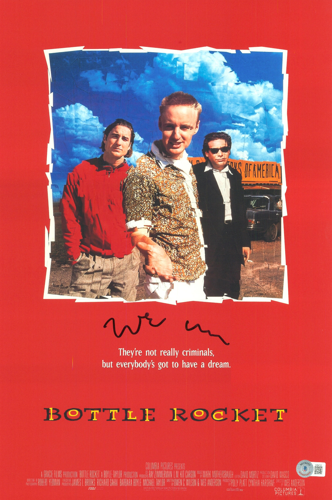 Wes Anderson Signed Autograph Bottle Rocket 12X18 Photo Beckett BAS