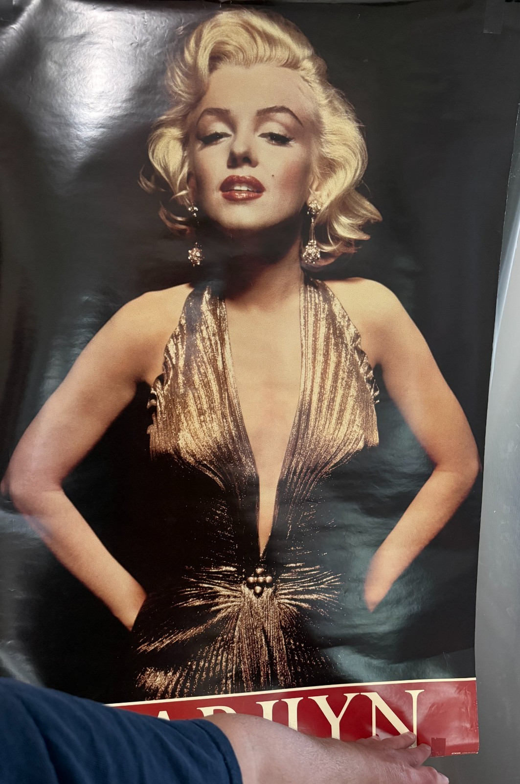 Marilyn Monroe Gold Dress “red name” Classic Movie est. (24″x36″) Nice freeship