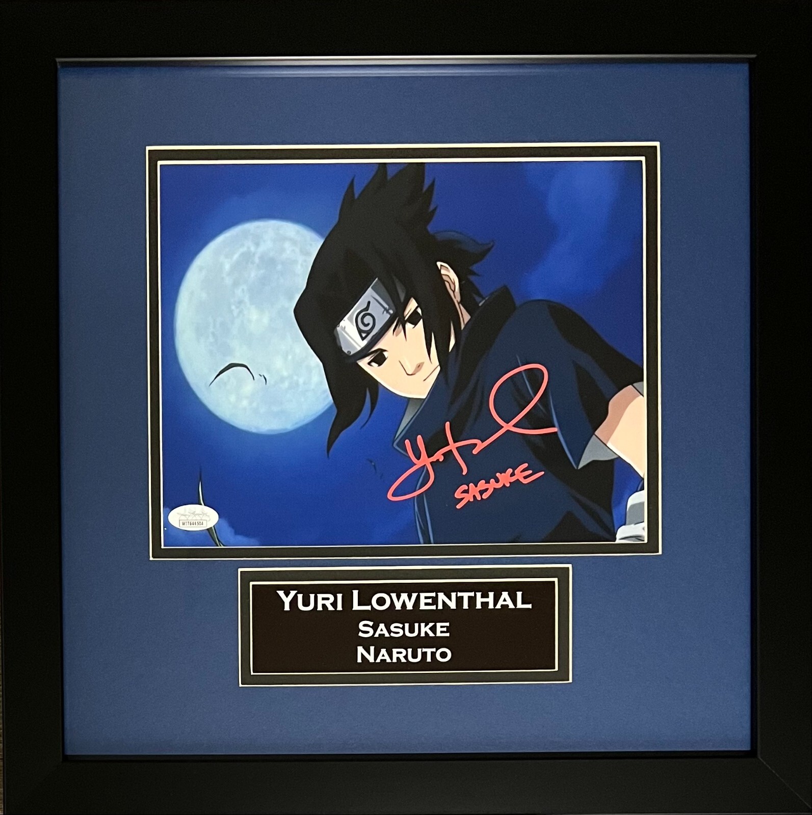 Yuri Lowenthal signed inscribed framed 8×10 photo Sasuke Uchiha JSA COA Naruto