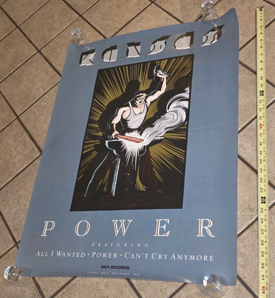Kansas Power 1986 Cd/record/cassette Music Store PROMO POSTER 32×24″ MCA Records