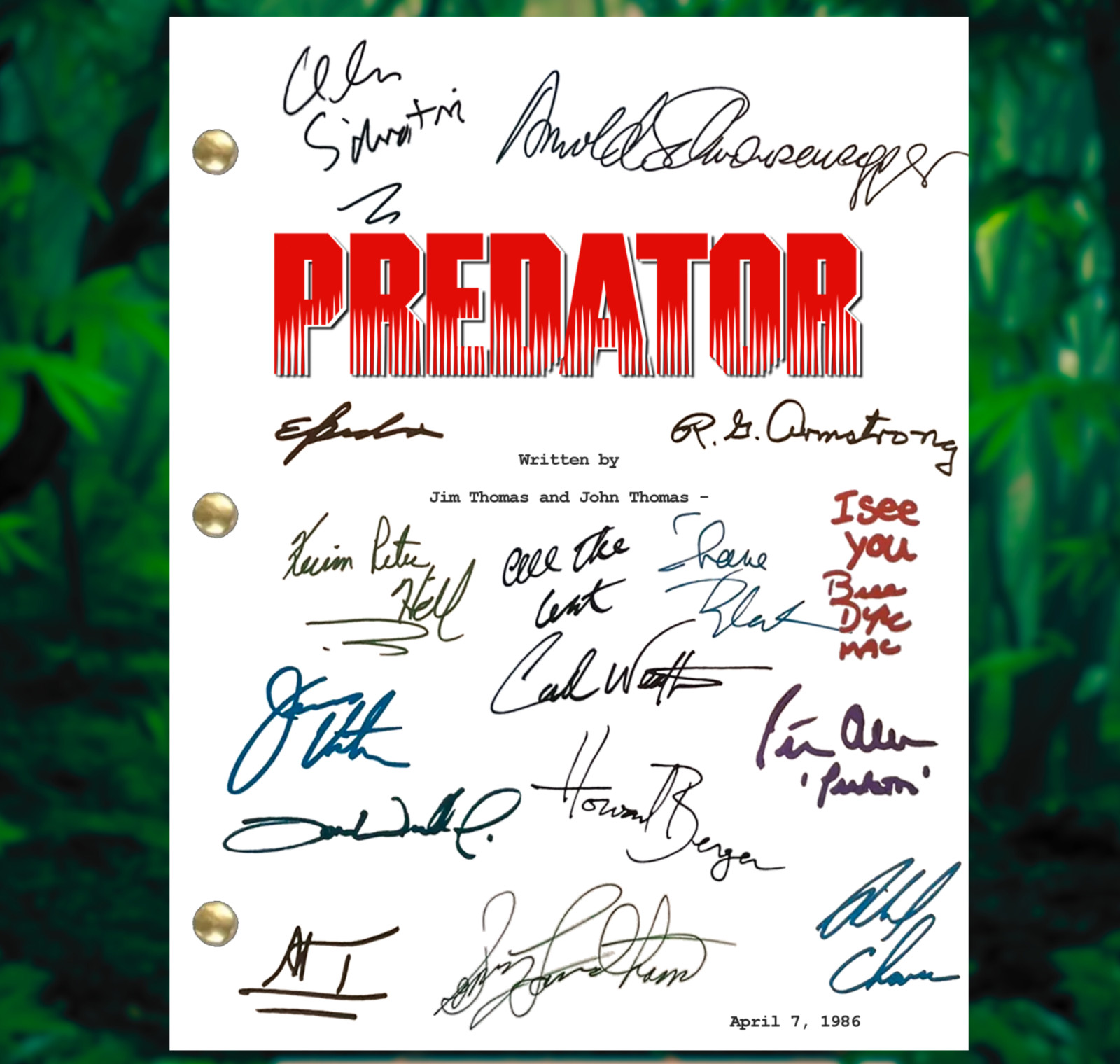 Predator Movie Script Cast Signed Autographed Reprints Full Script – Screenplay
