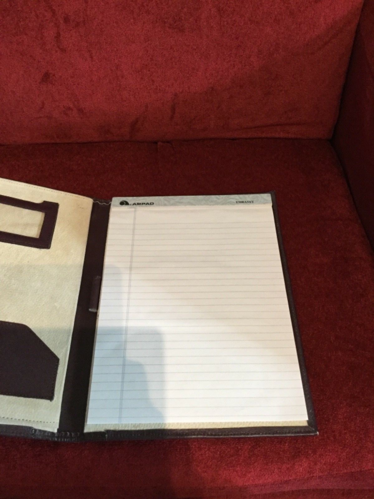 Interviewing folder portfolio maroon taupe 12 3/4 inches tall 9 1/2 wide