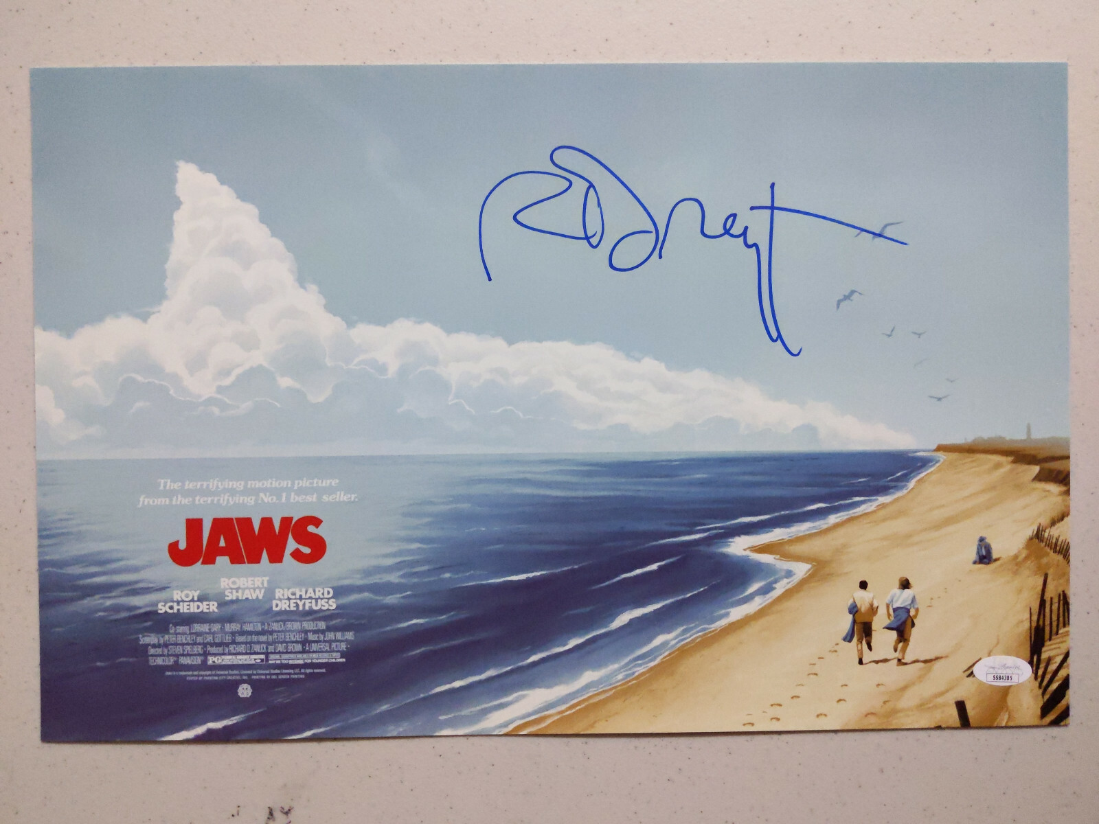 RICHARD DREYFUSS Signed JAWS 11×17 POSTER Hooper Autograph BAS JSA A