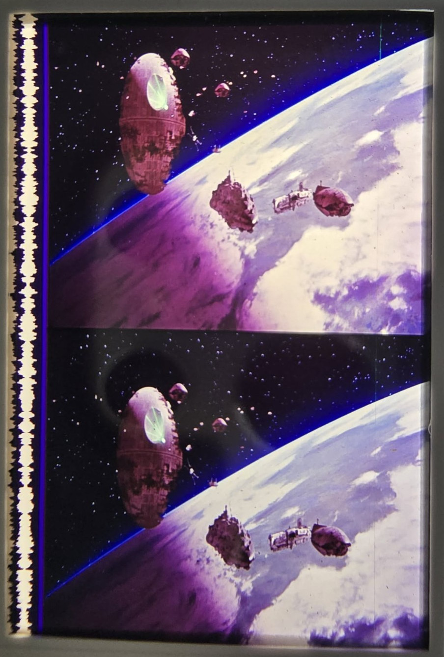 RARE 1983 Star Wars 35mm Film Cell Slide – Space Battle & Death Star Scene