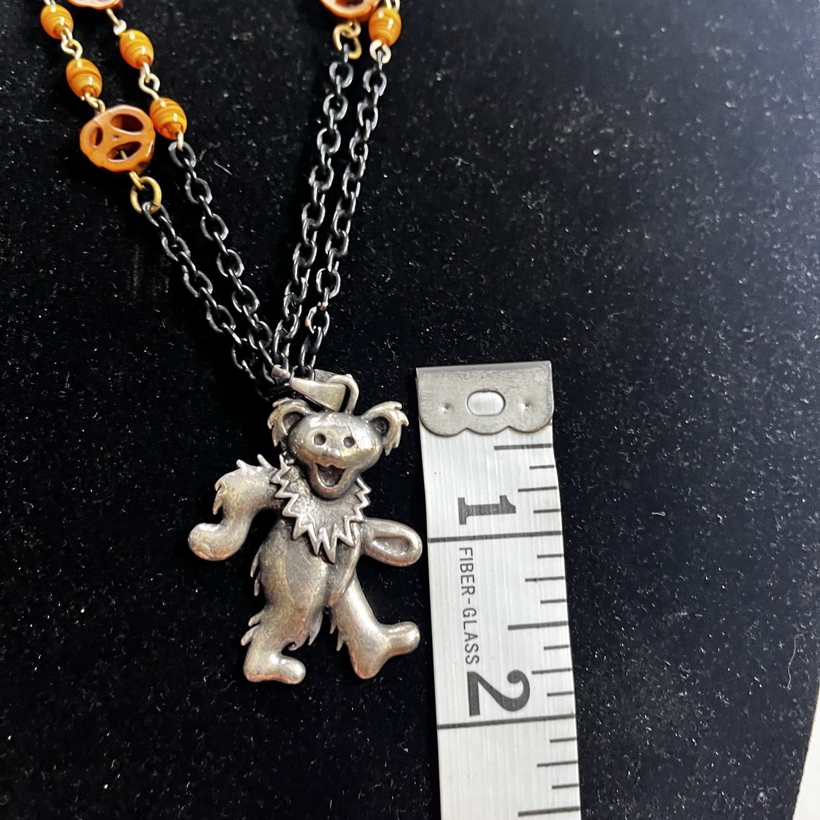 Vtg Double Strand 2” Grateful Dead Dancing Bear Pendant Necklace 26” Garcia