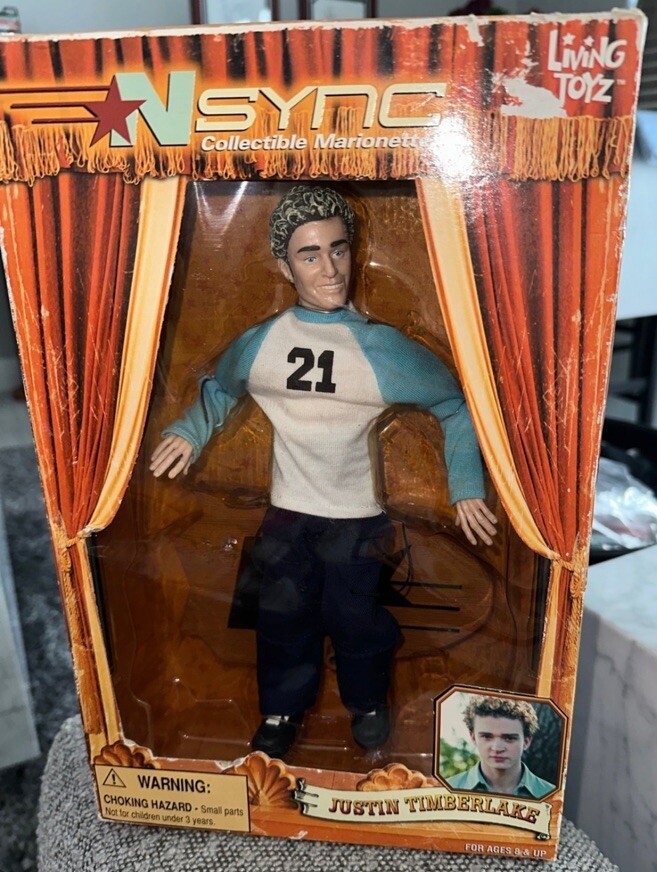 Sealed Justin Timberlake NSYNC Collectible Marionette Doll Living Toyz (2000)