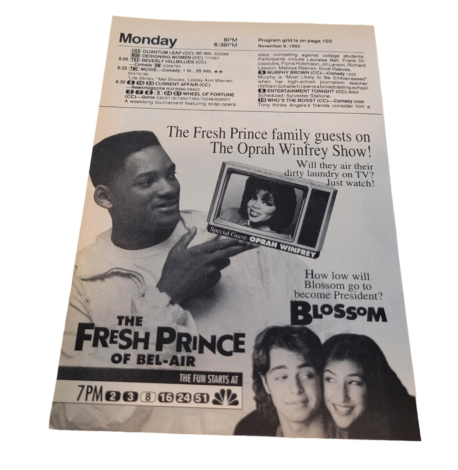 Vtg 90’s Fresh Prince of Bel-Air TV Show Print AD Clippings Lot of 6 Will Smith