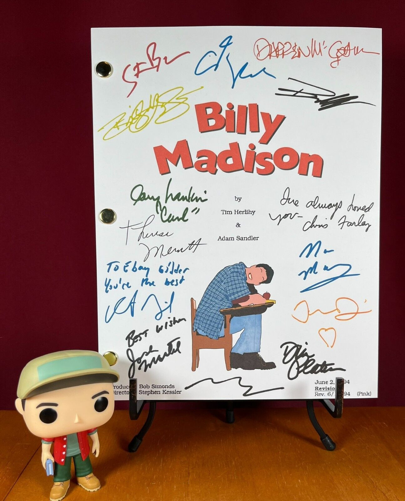 Billy Madison Script Signed- Autograph Reprints- Adam Sandler, Chris Farley