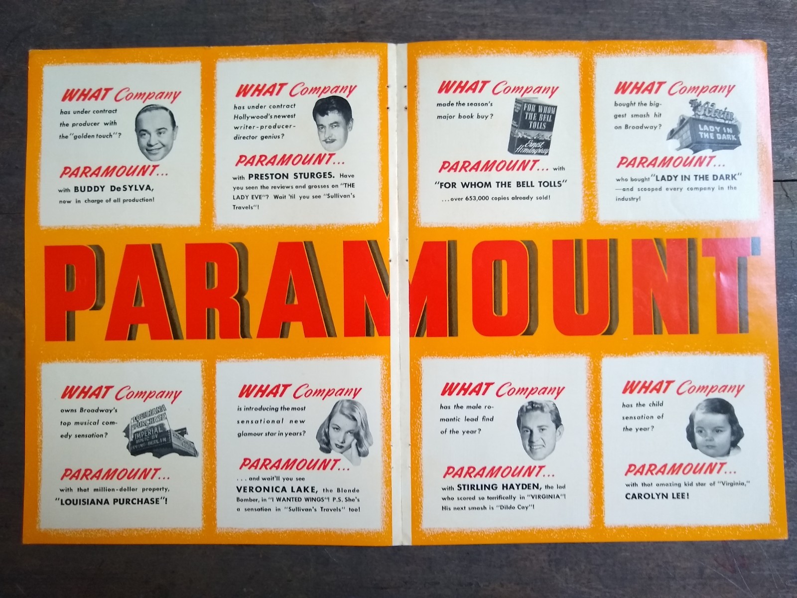 Paramount; 1941 Campaign Advertising, Double page, Glossy Paper from Herald