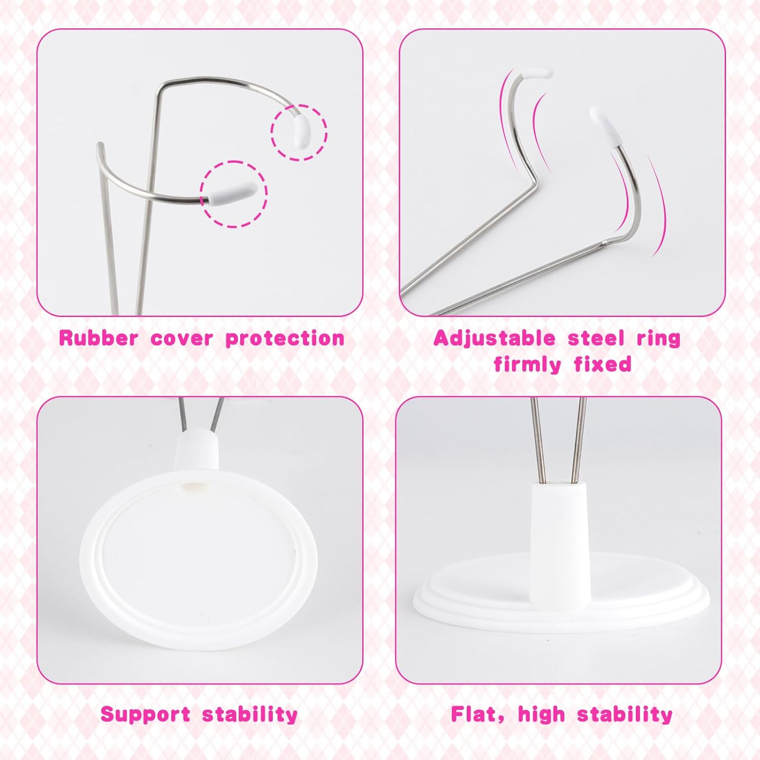 6Pcs Lightstick Display Stand, Adjustable Plastic and Stainless Steel Holder, St