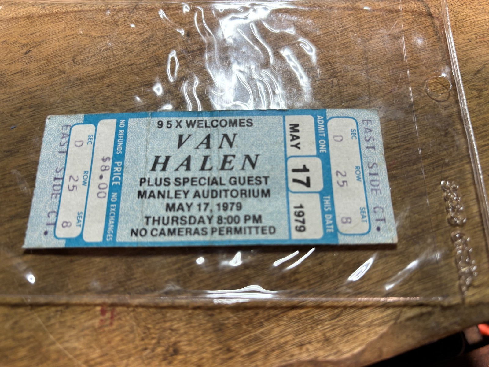 Van Halen Concert Ticket Stub World Vacation Tour 1979 Manley Aud Syracuse NY