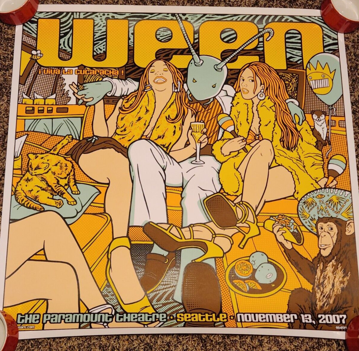 Ween concert tour poster – Seattle – Paramount – November 13, 2007 – Boognish