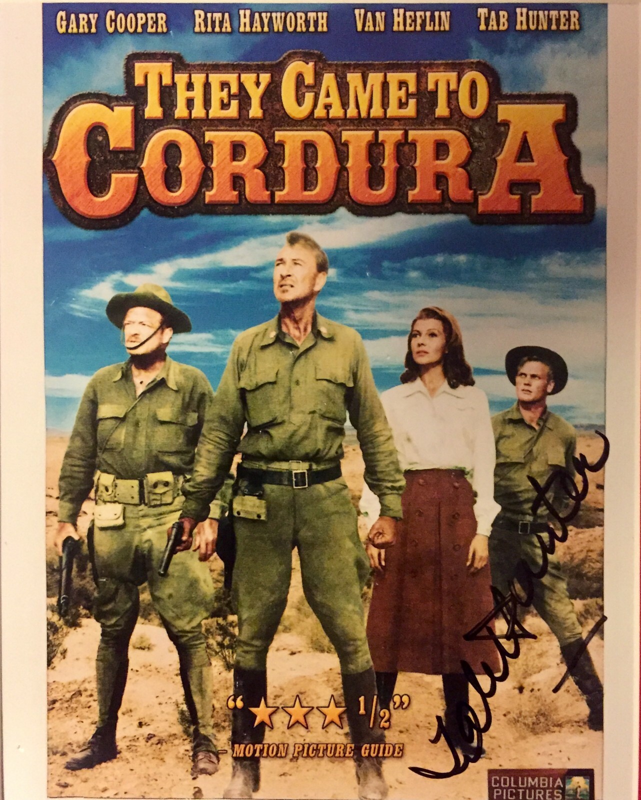 THEY CAME TO CORDURA: Tab Hunter Autographed 8×10 Promo Poster. Signed in Person