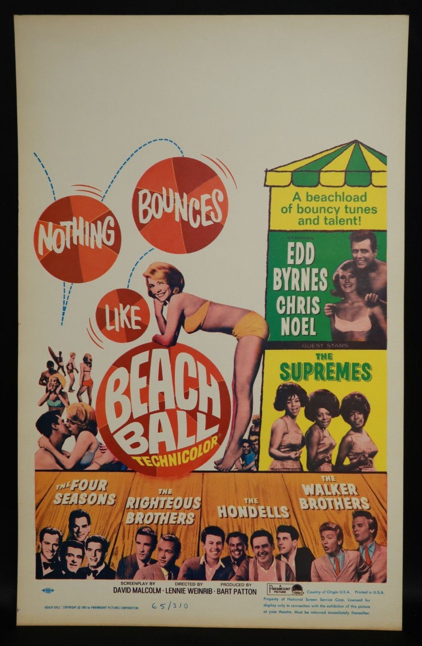 Beach Ball Window Card 1965 Movie Poster 14 x 22 NSS 65/310 Four Seasons Hondell