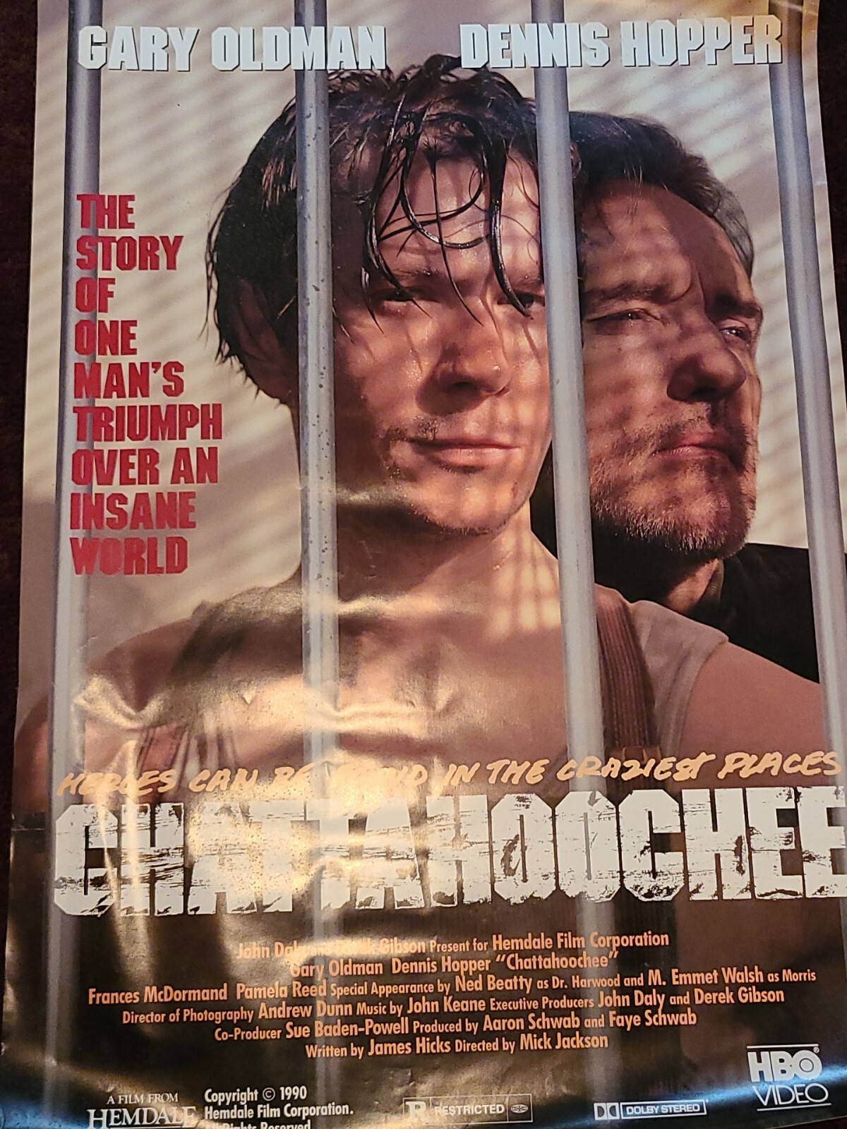 Chattahoochee Movie Poster 27″x 39 1/2″ STARING GARY OLDMAN @ DENNIS HOPPER