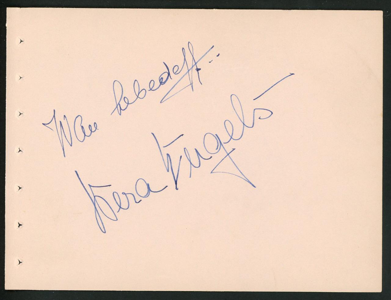 WERA ENGELS (1909-1988) signed album page | “The Ringer” – autograph