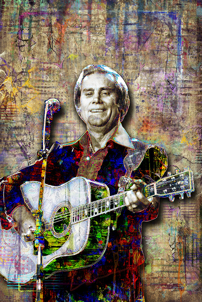 GEORGE JONES Poster, George Jones Tribute Pop Art Print with Free Shipping US