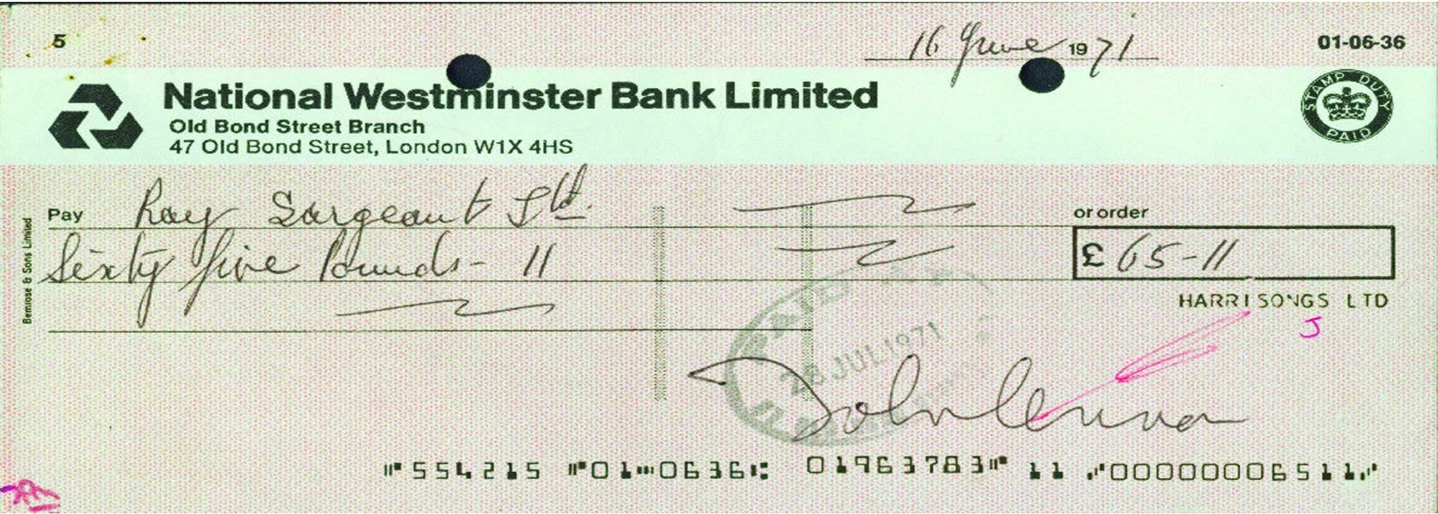 THE BEATLES CANCELLED CHECK JOHN LENNON 8.5X11 SIGNED PHOTO AUTOGRAPH REPRINT