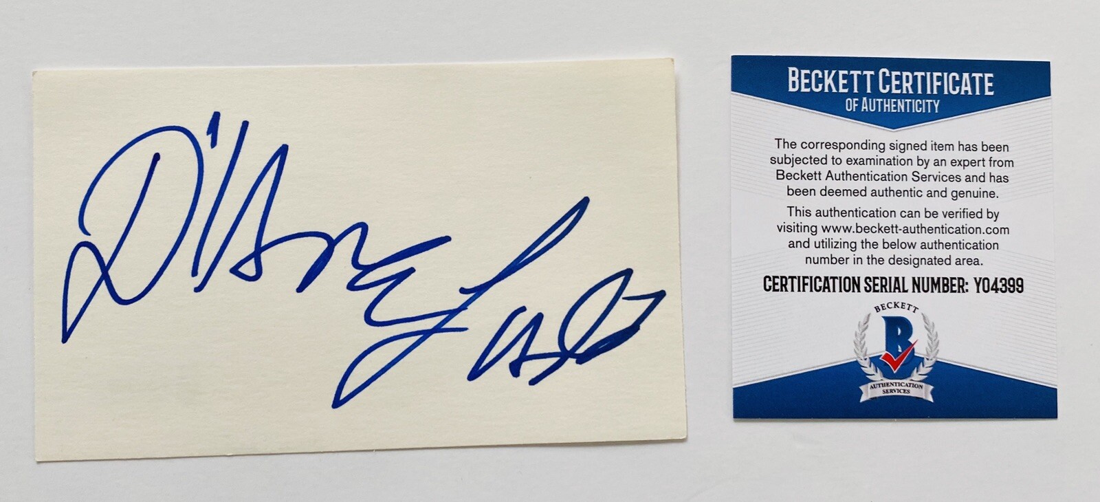 Diane Ladd Signed Autographed 3×5 Card BAS Beckett Certified Actress