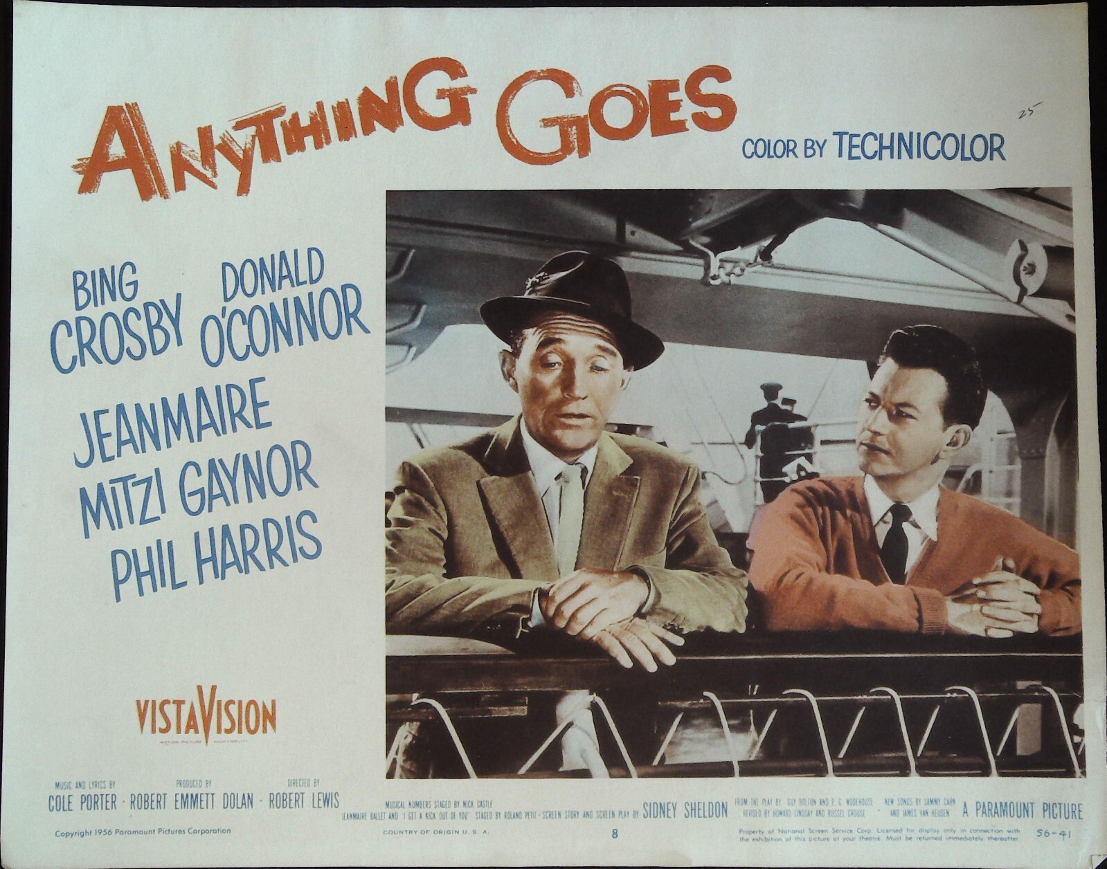 Anything Goes Lot of Six Lobby Cards Bing Crosby, Donald O’Connor, Mitzi Gaynor!