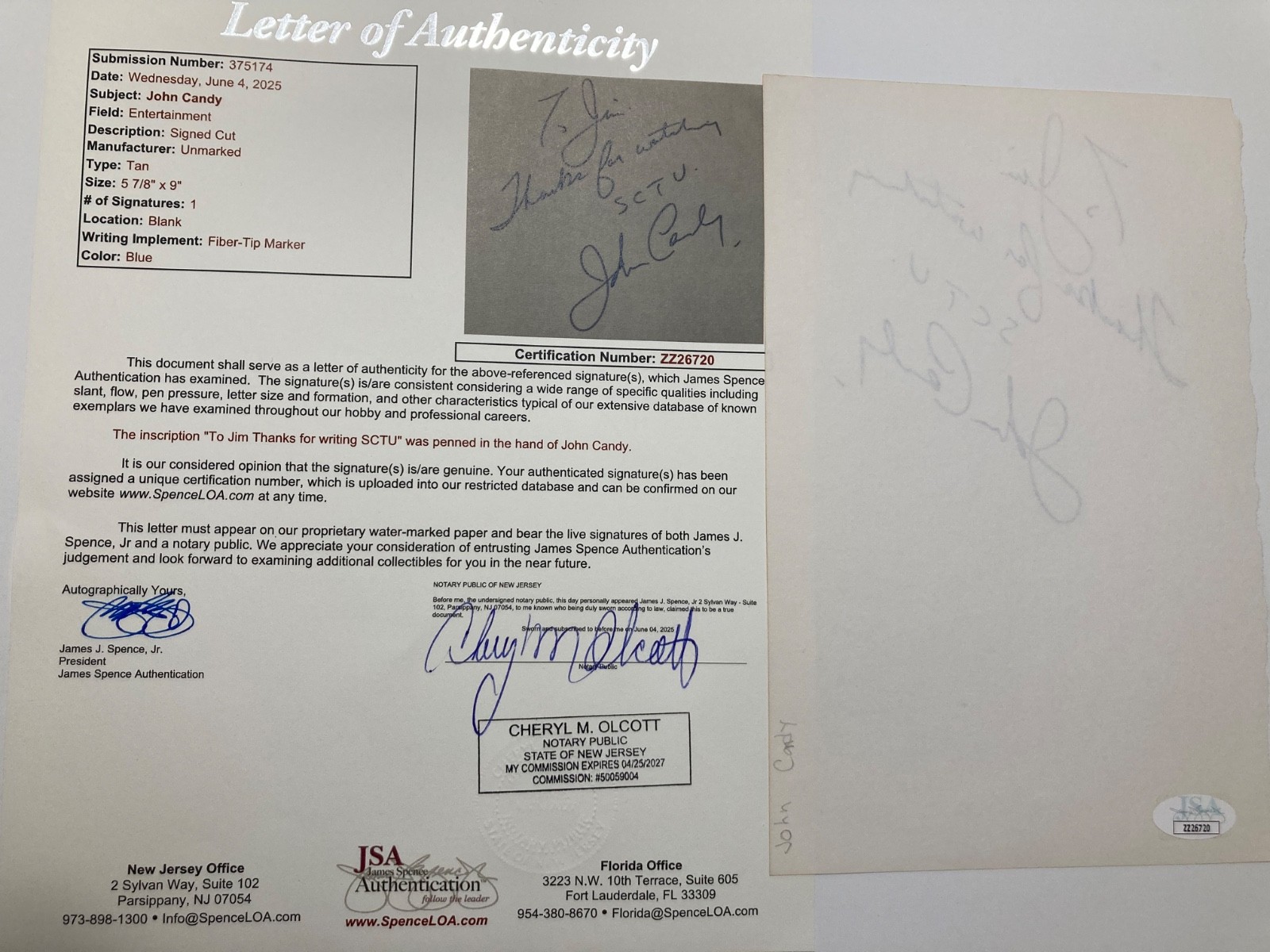 “UNCLE BUCK” autographs CANDY, CULKIN, KELLY & HOFFMAN JSA#ZZ26720, #AC40599