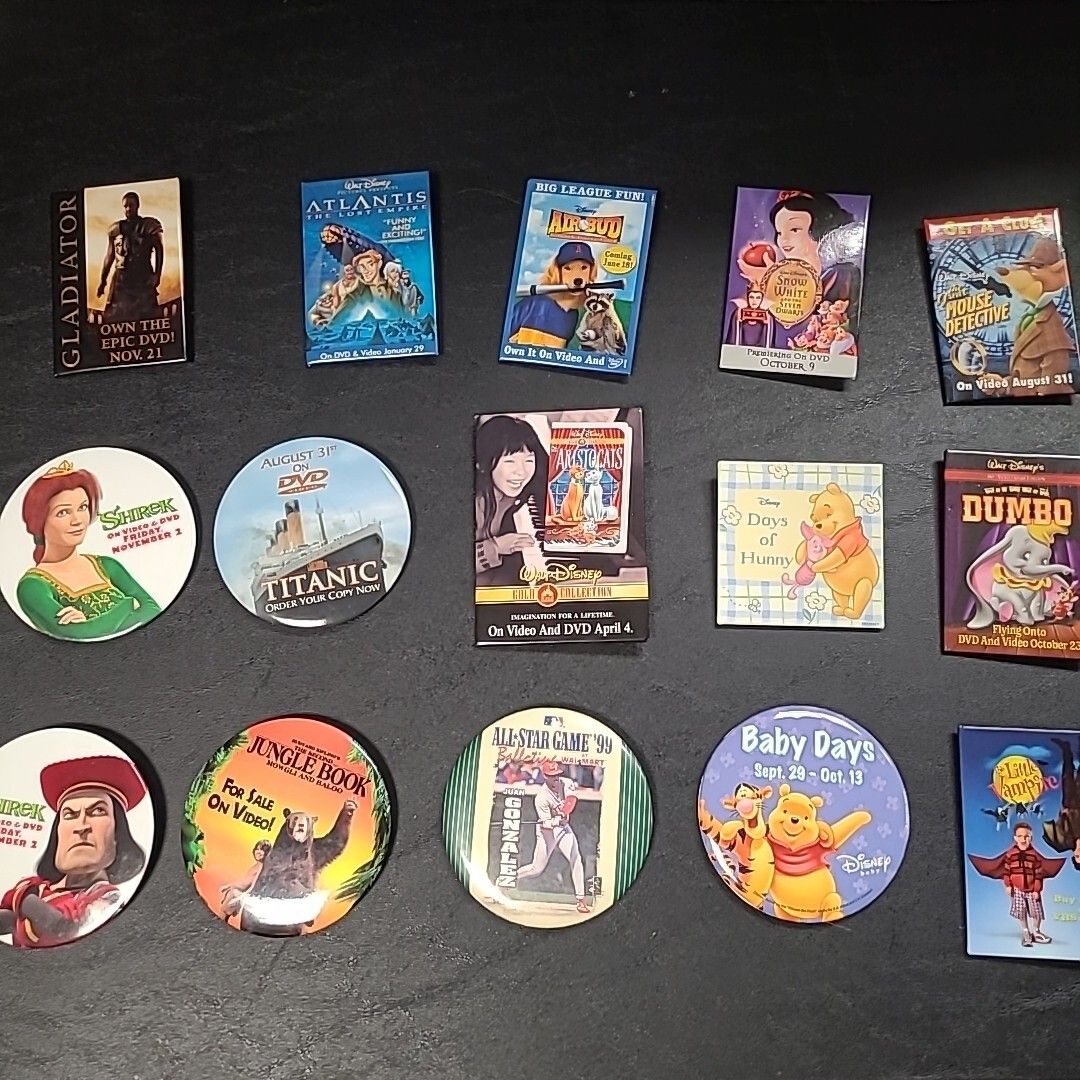 Walmart Blockbuster Movie Promo Pin Button Movie Round Rectangular Lot of 15
