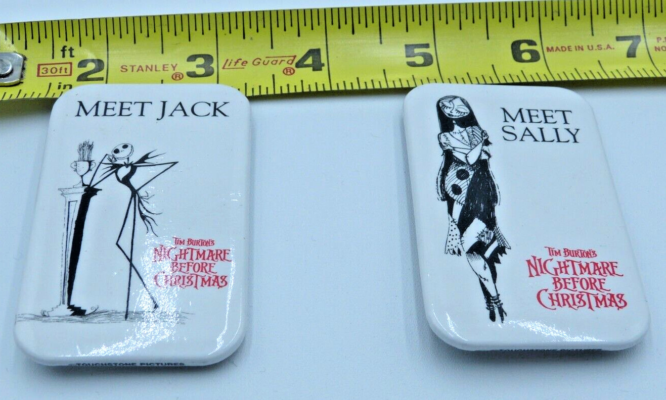 1993 Button Lot Burton’s Nightmare Before Christmas Promo Meet Jack Mee Sally