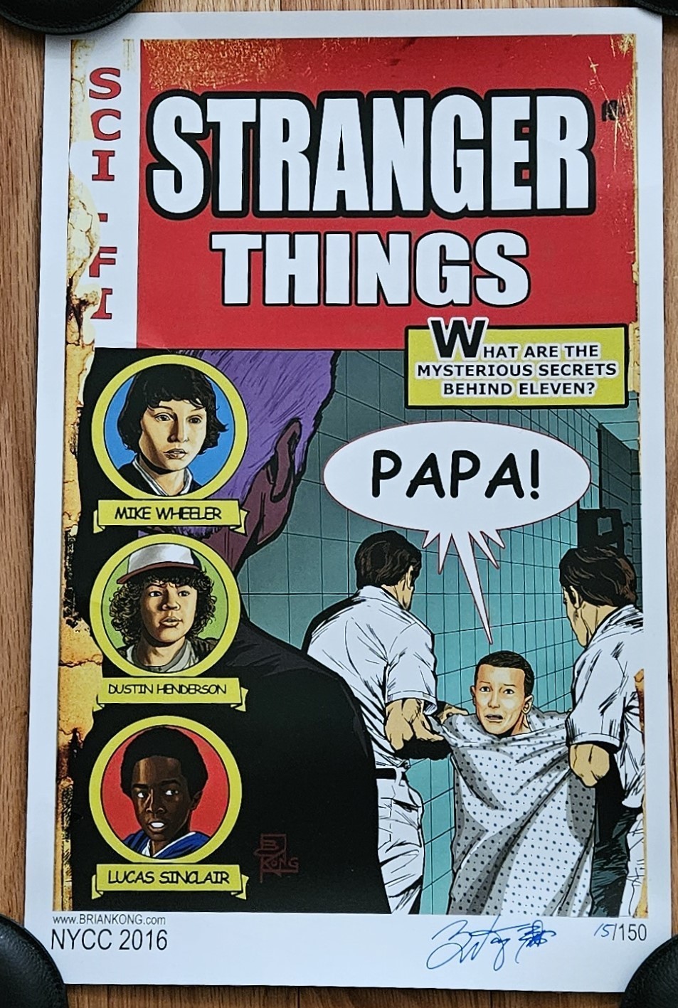 Rare STRANGER THINGS Signed Limited Edition Print NYCC New Brian Kong Low Number