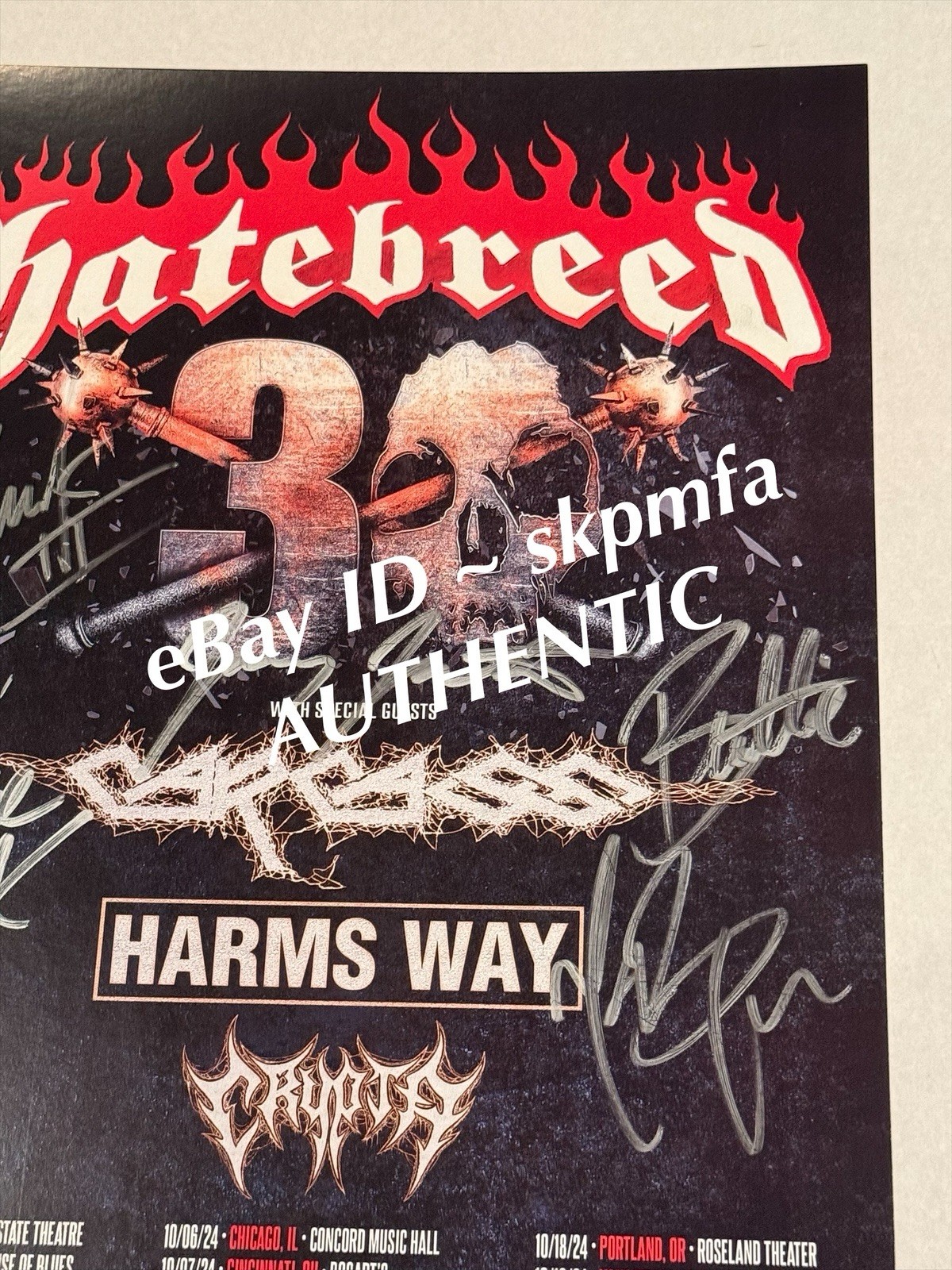 HATEBREED Framed Poster Band SIGNED 2024 Tour 11×17 💯 Official MERCH 🔥 🎤