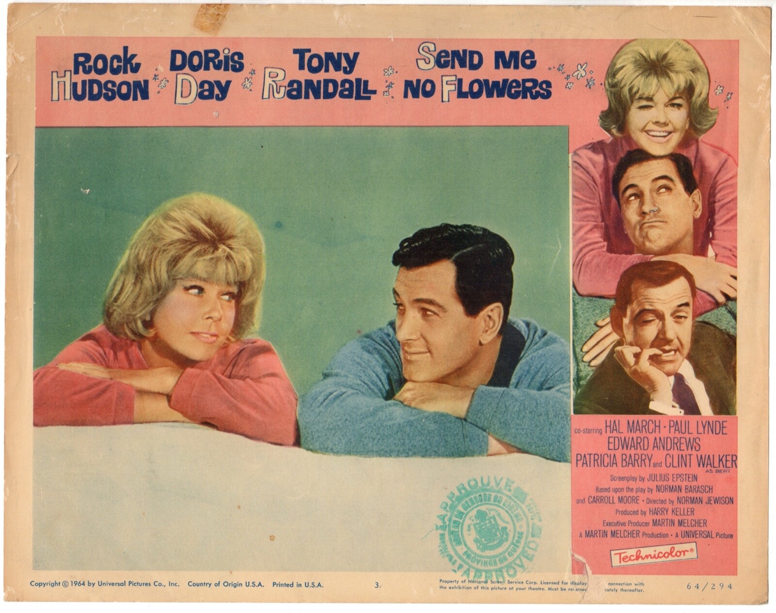 *SEND ME NO FLOWERS (1964) Rock Hudson, Doris Day, Tony Randall Hypochondriac #3