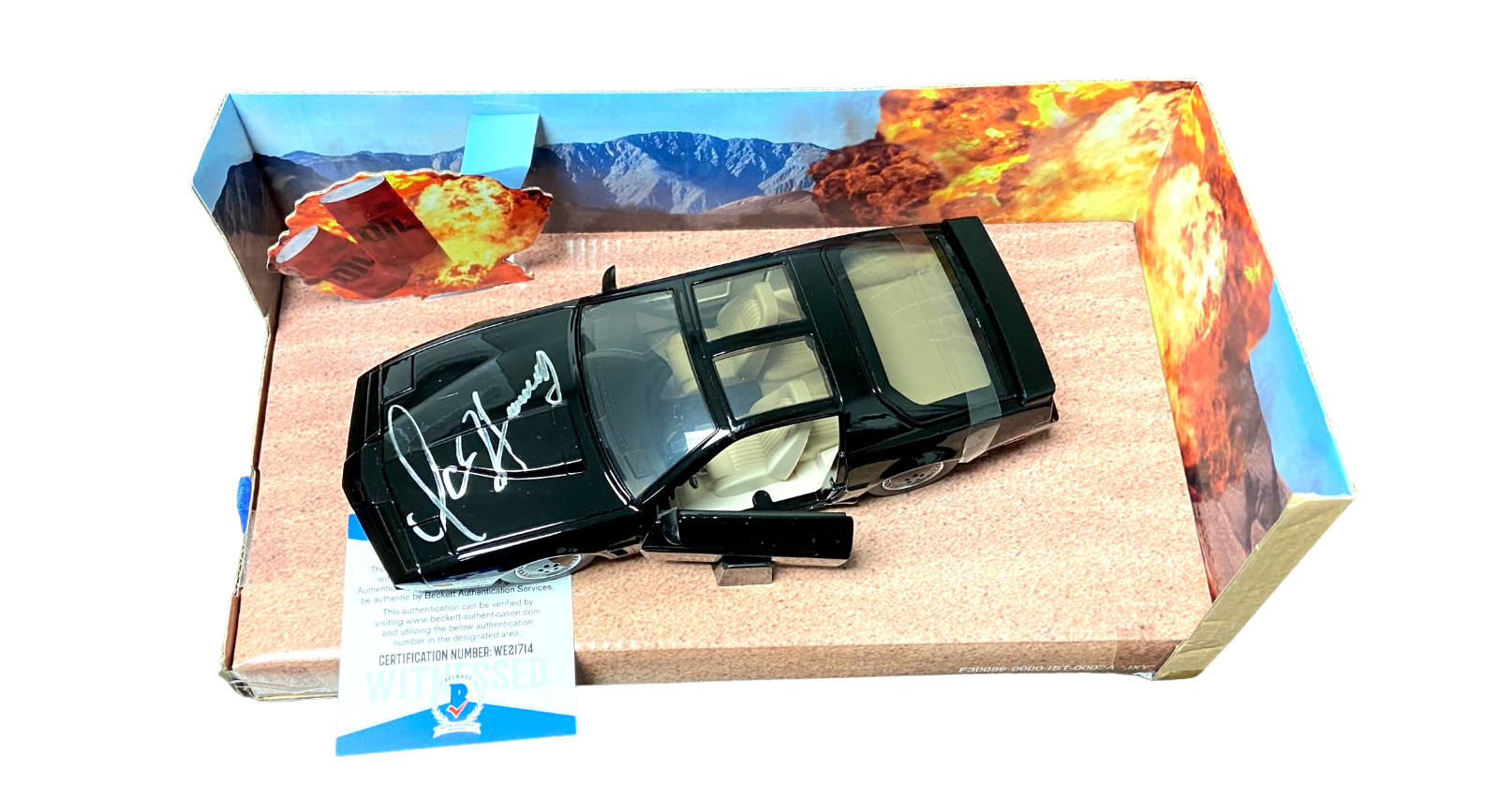DAVID HASSELHOFF SIGNED AUTOGRAPH KITT 1:24 DIECAST CAR KNIGHT RIDE BECKETT BAS