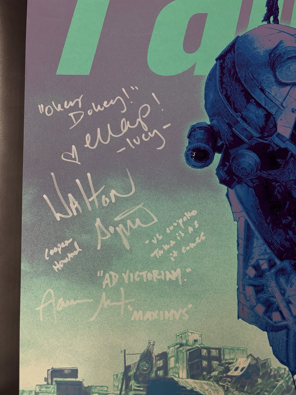 FALLOUT CAST SIGNED SDCC EXCLUSIVE MUTANT DANIEL DANGER GITD 24×36 POSTER SWAU