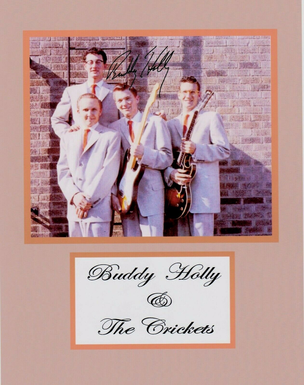 BUDDY HOLLY 8×10 REPRINT PHOTO DISPLAY & REPRINT AUTOGRAPH ON GLOSSY PHOTO PAPER