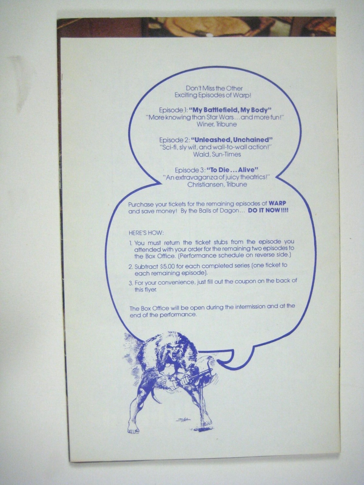 Stagebill 1980 Program Warp Episode II Unleashed Unchain Apollo Theater Chicago