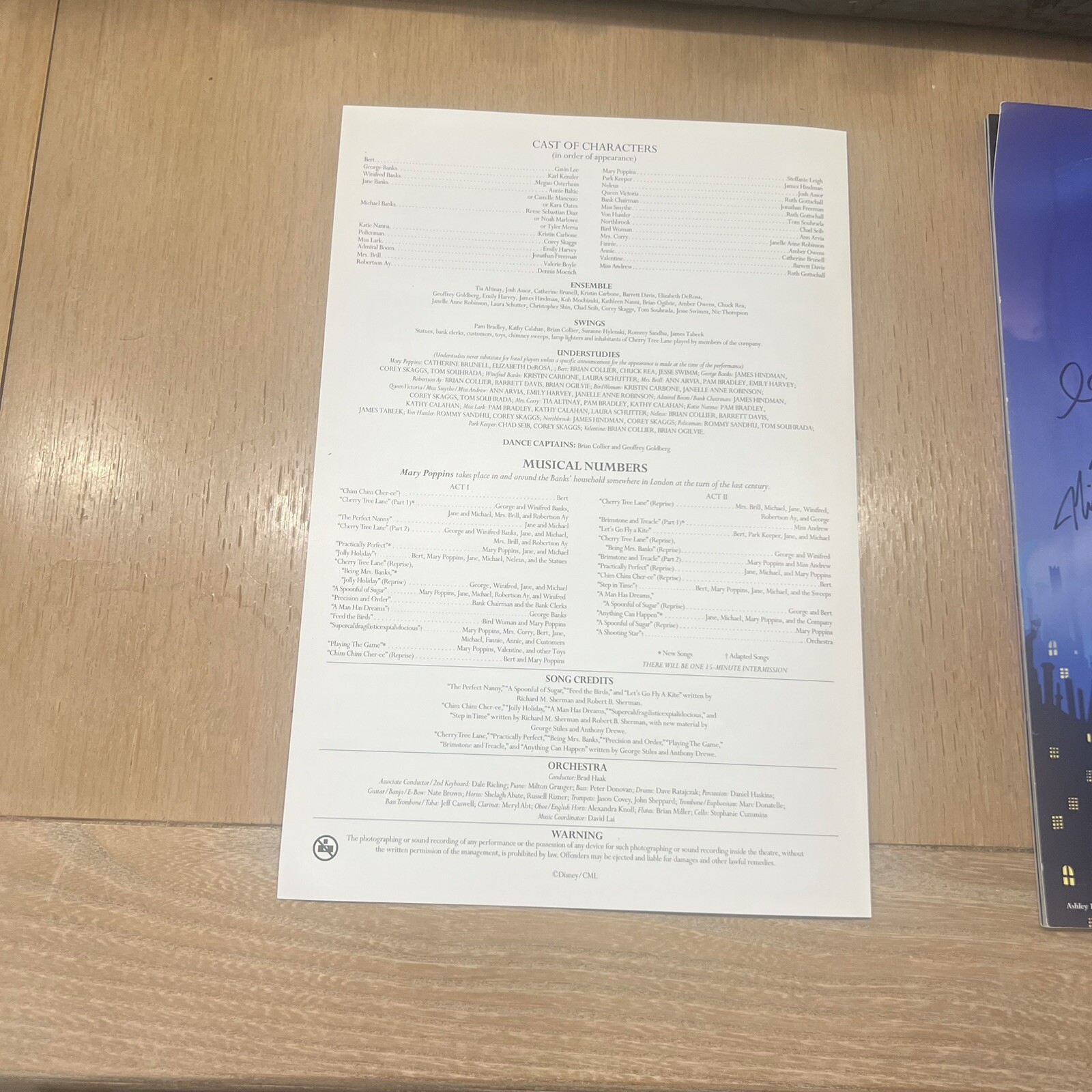Mary Poppins original Broadway cast signed musical program And Pamphlet Disney