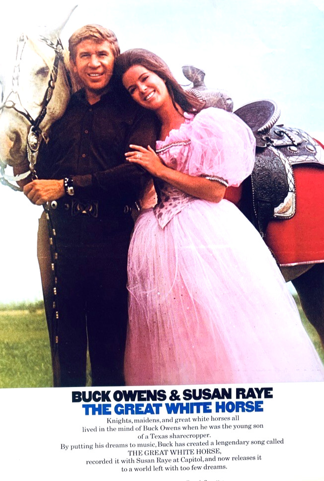 BUCK OWENS SUSAN RAYE 1970 vintage POSTER ADVERT THE GREAT WHITE HORSE