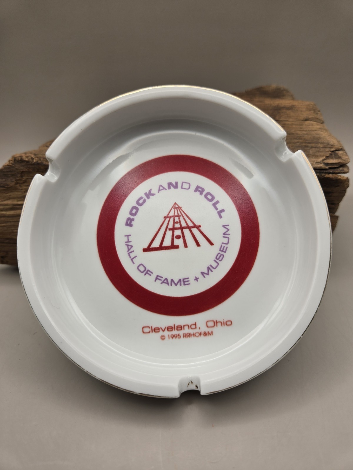 VTG Rock and Roll Hall of Fame and Museum Cleveland Ohio Ashtray White Ceramic