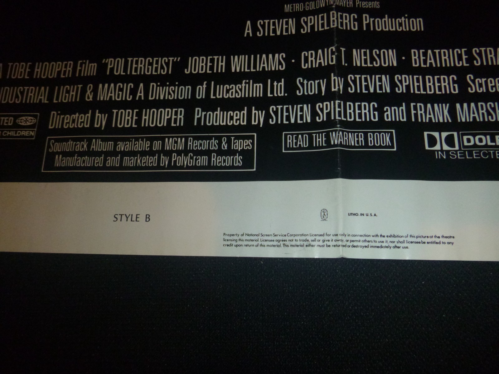 POLTERGEIST ORIGINAL 1982 POSTER 27×41 StyleB