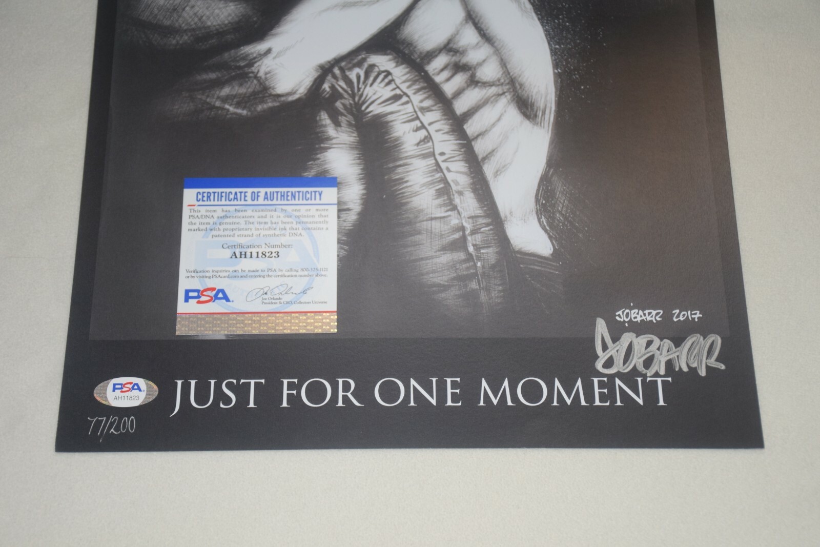 JAMES O’BARR SIGNED AUTOGRAPHED THE CROW 11×17 LIMITED PRINT 77/200 PSA AH11823