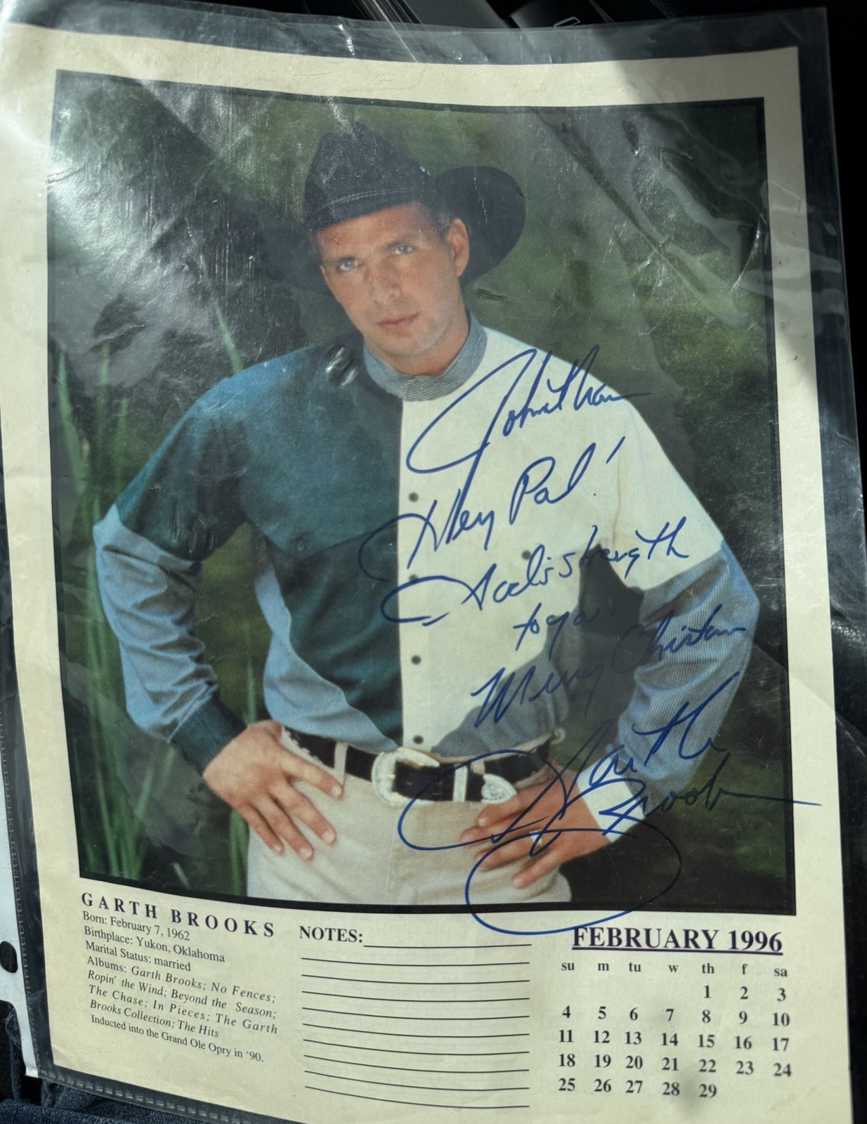 Garth Brooks Christmas 1995 Autograph