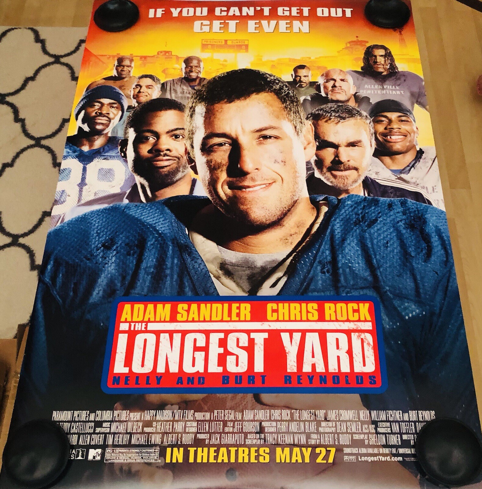 THE LONGEST YARD Original Double Sided DS 27×40 Movie Poster Adam Sandler