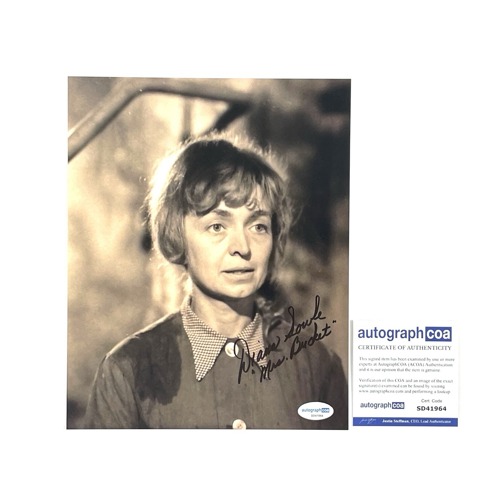 Diana Sowle Signed Mrs. Bucket Photo Willy Wonka and the Chocolate Factory ACOA