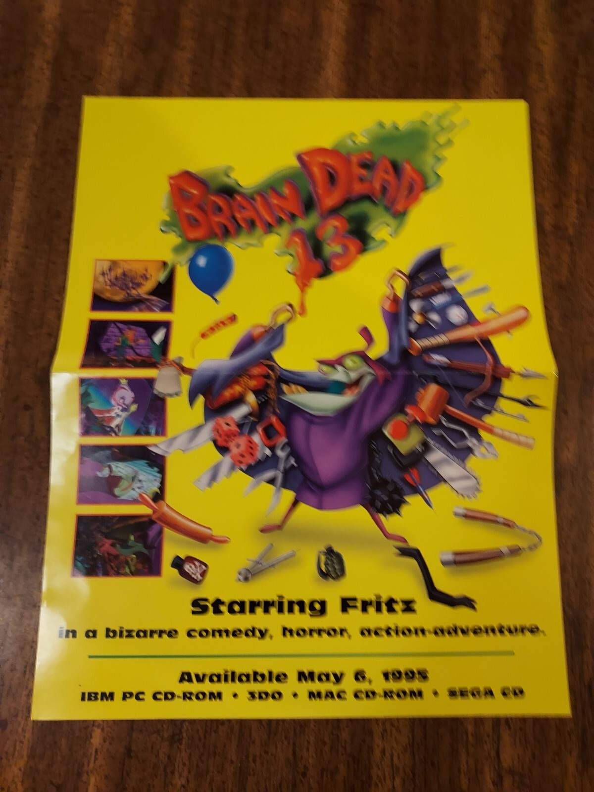 BRAIN DEAD 13__Original 1995 print AD / game promo__PC__Sega CD__3DO__ReadySoft