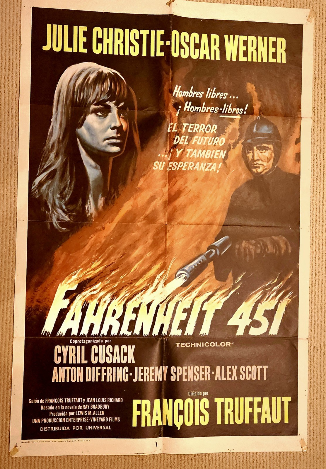 Fahrenheit 451 ORIGINAL 1967 US issue RARE style B one-sheet 27×41 MOVIE POSTER