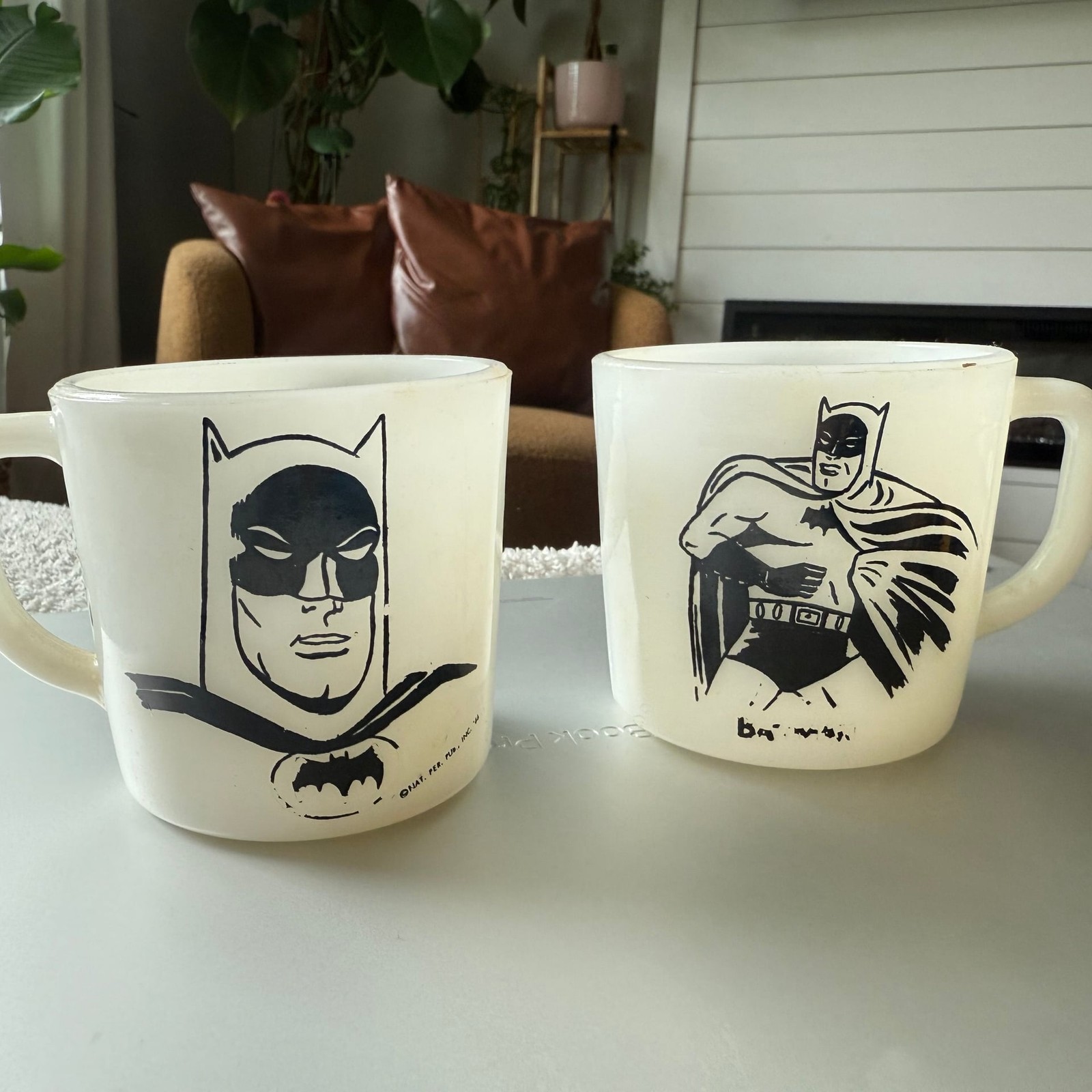Vintage 1966 Batman Milk Glass Coffee Mug