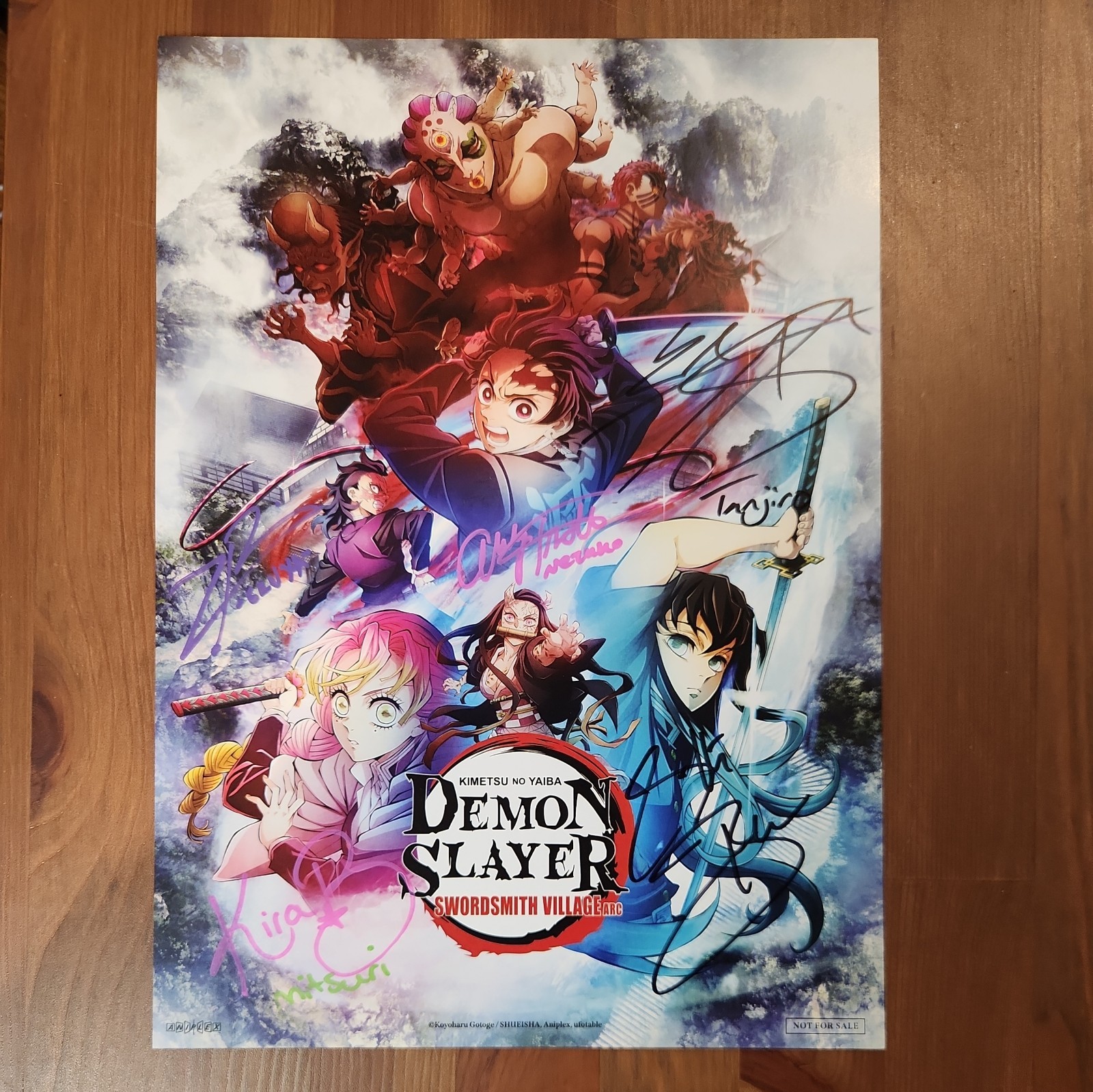 Demon Slayer SDCC 2024 exclusive 1 of 150 poster signed by 5 Voice Actors