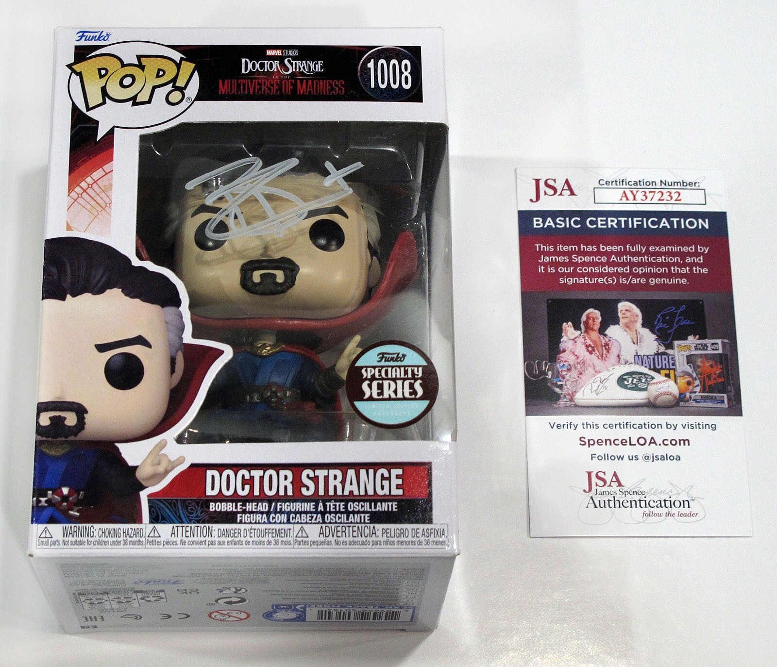 Benedict Cumberbatch signed “DOCTOR STRANGE” Funko Pop #1008 Exact Proof JSA COA