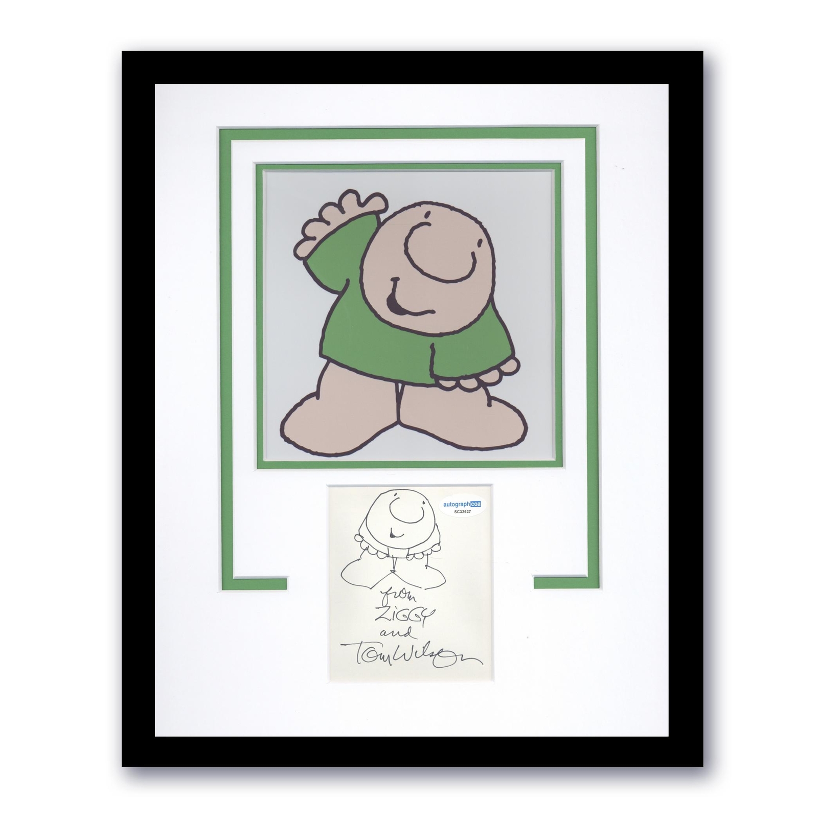 Tom Wilson “Ziggy” Cartoonist AUTOGRAPH Signed Sketch Framed 11×14 Display B